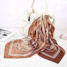 Satin Head Scarf - 27.5 Inch Silk Hair Wrap For Women - 棕色 - 查看 4