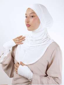 1 buc. Șapcă hijab de culoare solidă pentru femei, cagula cu șnur, eșarfă elastică pentru cap, turban, bandă de susținere respirabilă, confortabilă, elastică, cu bor larg, bandă de susținere multifuncțională pentru viața de zi cu zi, yoga, fitness, modă