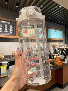 2 Litre/1.5 Litre Water Bottle With Straw Large Portable Travel Bottle Sports Fitness Mug Summer Cold Water With Time Scale
