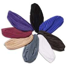 2 Peças Gorros Turbante de Cor Sólida - Toucas de Cabeça Pregueadas, Gorros Quimioterapia com Elástico Criscruzado na Testa, Lenços de Cabeça Femininos para Uso Casual