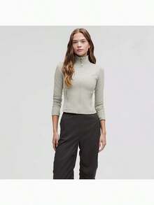 Define Cropped Jacket Nulu-For Yoga Gym Running-Sweat-Wicking-Yoga-All Seasons Sport-Spring/Summer-Autumn/Winter-Back To School - Jade Grey - View 2