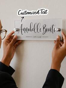 Custom Office Door Name Plate Personalized Acrylic Sign Professional Name Tag For Doctors Nurses Teachers Counselors Staff Business Desk Or Clinic Room Decor Unique Gift Idea For Graduation Promotions Appreciation Week Work Anniversary Office Accessories House Decoration Home Decor Back To School Gift Father's Day Present,Graphic Print,Xmas Decoration,For Housewarming - Multicolor - View 2