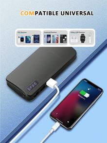 Batería portátil adecuada para vacaciones de verano, viajes al aire libre/camping y respaldo de energía de emergencia para móviles. Un regalo ideal para familiares, amigos y cumpleaños. Cargador portátil con indicador de energía. - Negro - Ver 3