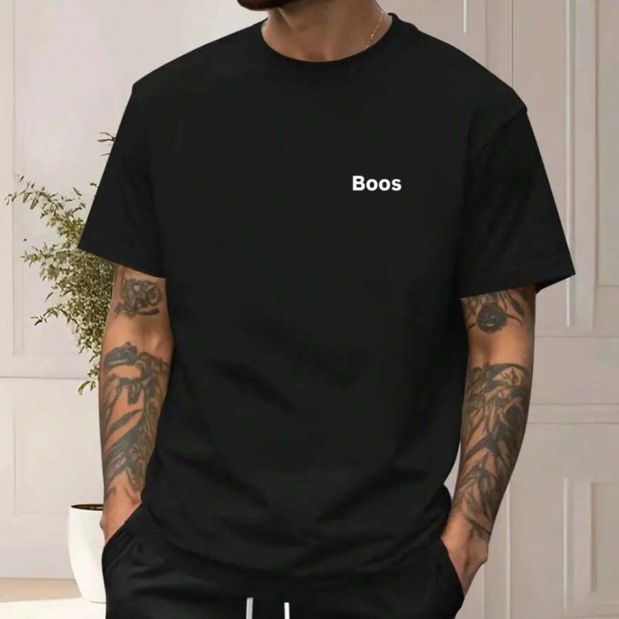 Men's T-Shirt Short Sleeve 100% Cotton Summer - Black - View 1