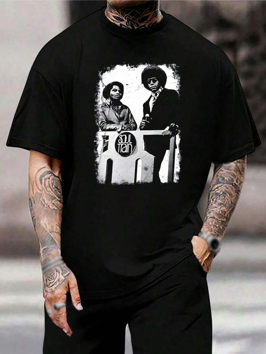 Camiseta de Soul Train - Camiseta gráfica vintage de los 70 del programa de baile para hombres y mujeres - Camiseta negra retro - Ropa inspirada en programas de televisión musical - Regalo para marido - Negro - Ver 1