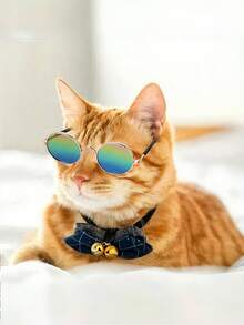 Pet Mini Stylish Sunglasses + Anti-Slip Strap Set, Pet Fashion Accessory, Multi-Color Pet Glasses Suitable For Small/Medium Cats & Dogs, Holiday & Birthday Costume, Photo Prop - Multicolor - View 8