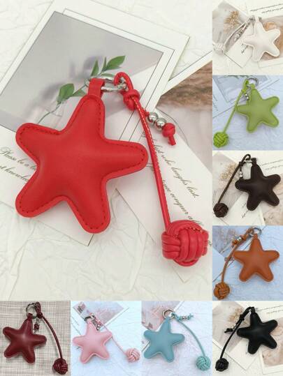 5-Pointed Star Bag Charm, Braided Ball Bag Charm, Cartoon Keychain, Fashion Keychain, PU Leather Keychain, Star Keychain, Star Bag Charm, Cartoon Backpack Charm, Fashion Bag Charm, PU Leather Charm, Bag Charm, Lucky Star Bag Charm, Lucky Accessories