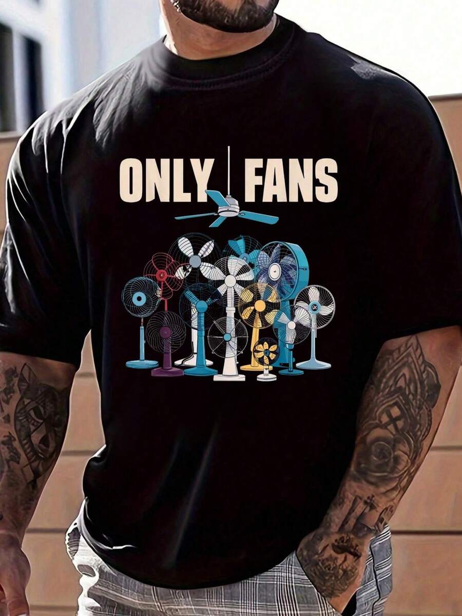 100% Cotton Funny Only Fans Joke Only Art Fans Only Fans Joke T-Shirt Women's Men's Graphic Tee Causal Tops Fashion Tshirt Short Sleeve T-Shirt - 黑色 - 查看 1