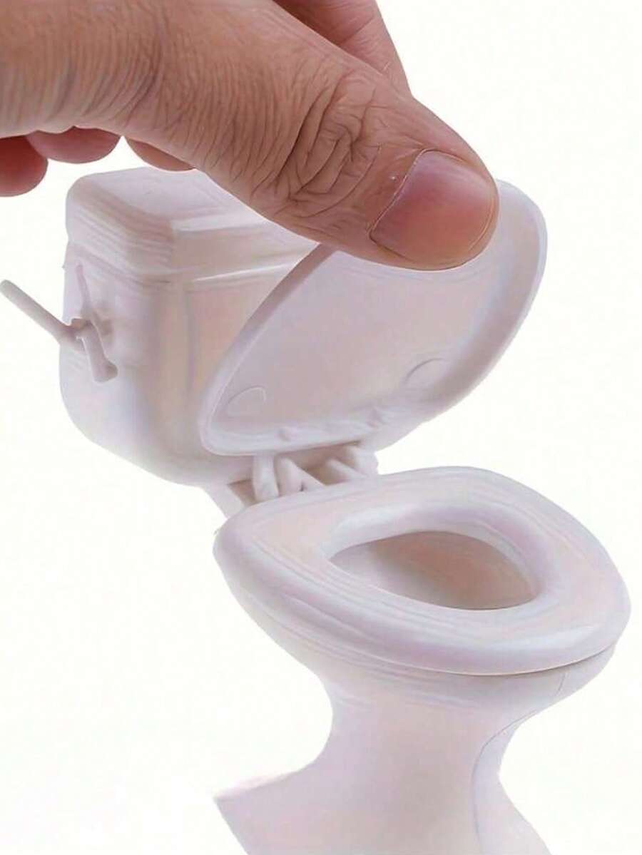 1 Stück charmante Miniatur-Toiletten-Deko - aus weißem Kunststoff, manuelles Kippdesign für Badezimmer-Ausstellungsdekoration, weißer Elefant Gag-Geschenk, über der Toilette, Miniaturfiguren