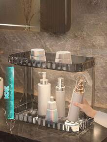 1套透明多层浴室收纳架，适用于浴室收纳、护肤品摆放、双层浴室置物架、家居卫浴收纳、酒店收纳、收纳洗漱用品、桌面护肤品收纳盒、沐浴用品收纳盒、便捷的可移动浴室收纳盒。适用于毕业礼物、单身派对礼物、伴娘礼物、父亲节礼物。 - 無色 - 查看 6