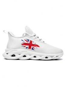 UK Style Women's Blade Sole Outdoor Running Shoes With Breathable & Lightweight Mesh Upper, Shock Absorption, Cushioned Sole And British Flag Print