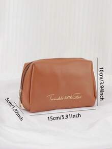 1pc Small Vegan Leather Travel Makeup Bag, Can Be Used As Wallet, Large Opening Design With Compartments And Zipper, Women's Cosmetic Organizer, Christmas Gift, Travel Essential, Women's Travel Gift, Makeup Bag, Clutch/Handbag, Cosmetic Storage Bag, Makeup Pouch, Makeup Brush Holder, Mini Makeup Bag, Large Capacity Makeup Bag, Women's Gift, Christmas Gift, Recommended Women's Gift - Multicolor - View 5