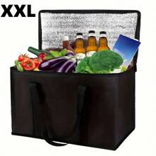 1 pezzo Borsa isolata portatile ad alta capacità, con isolamento termico a 3 strati, in tessuto non tessuto PVC, può mantenere il cibo caldo/freddo per 1,5 ore, rivestimento interno in alluminio facile da pulire, imbottitura in schiuma, manico, adatta per il ritorno a scuola, borsa da trasporto per uso esterno