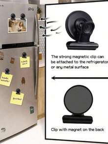 1/5/10 pièces Aimants de réfrigérateur de forme ronde, convient pour décorer le réfrigérateur et maintenir les photos/messages/notes - Noir - Voir 2