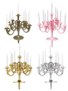 1 件/2 件/3 件/4 件/5 件粉色/金色/银色/古铜色/卡其色/蓝色/灰色塑料烛台形状（带配套蜡烛）烘焙蛋糕装饰，复古生日烛台装饰，烘焙蛋糕烛台装饰，病毒蛋糕架烘焙配件适用于情人节、婚礼季、返校季、母亲节、节假日、生日派对