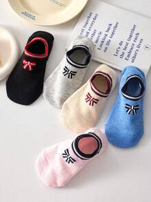 5 Pairs Of Women's Boat Socks, Short Socks For Spring And Summer Seasons, Invisible Socks, Cute Bowknot Socks, Breathable, Soft And Elastic, With Silicone Heel Anti Slip And Non Shedding, Suitable For Indoor Rest, Outdoor Sports Or Leisure.No Paper Cards. - Multicolor - View 5