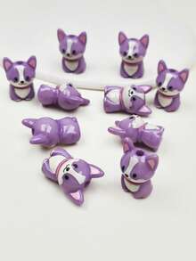 10pcs Cute Colorful Dog/Corgi Beads, DIY Jewelry Making & Decorative Beads For Earrings, Bracelets, Necklaces, Keychains, Phone Chains - Puppy Beads - View 6