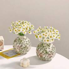 Vintage Rustic Style Mini Ceramic Flower Vase Decor, Creative Fake Flower Decoration For Living Room Tabletop - Multicolor - View 3
