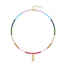 TUANZISP 1pc Women's Colorful Beaded Letter Pendant Necklace, Delicate Unique Design, Sweet Cool Style, Layered Beaded Necklace, Fashion Versatile Casual Jewelry Gift For Women, Birthday, Valentine's Day