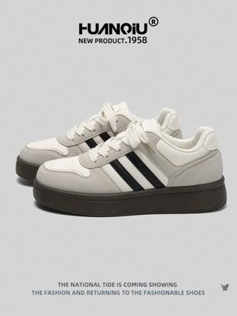 HUANQIU 2025新款女鞋登山鞋女士运动鞋厚底运动鞋网面透气小白鞋百搭轻便舒适系带软底休闲鞋跑步鞋白色四季鞋