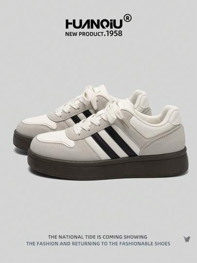 HUANQIU Nouvelles chaussures pour femmes 2025, chaussures de randonnée, chaussures de sport pour femmes, baskets épaisses, chaussures blanches respirantes en maille, polyvalentes, légères et confortables, chaussures casual à lacets avec semelle souple, chaussures de course, chaussures blanches pour toutes les saisons