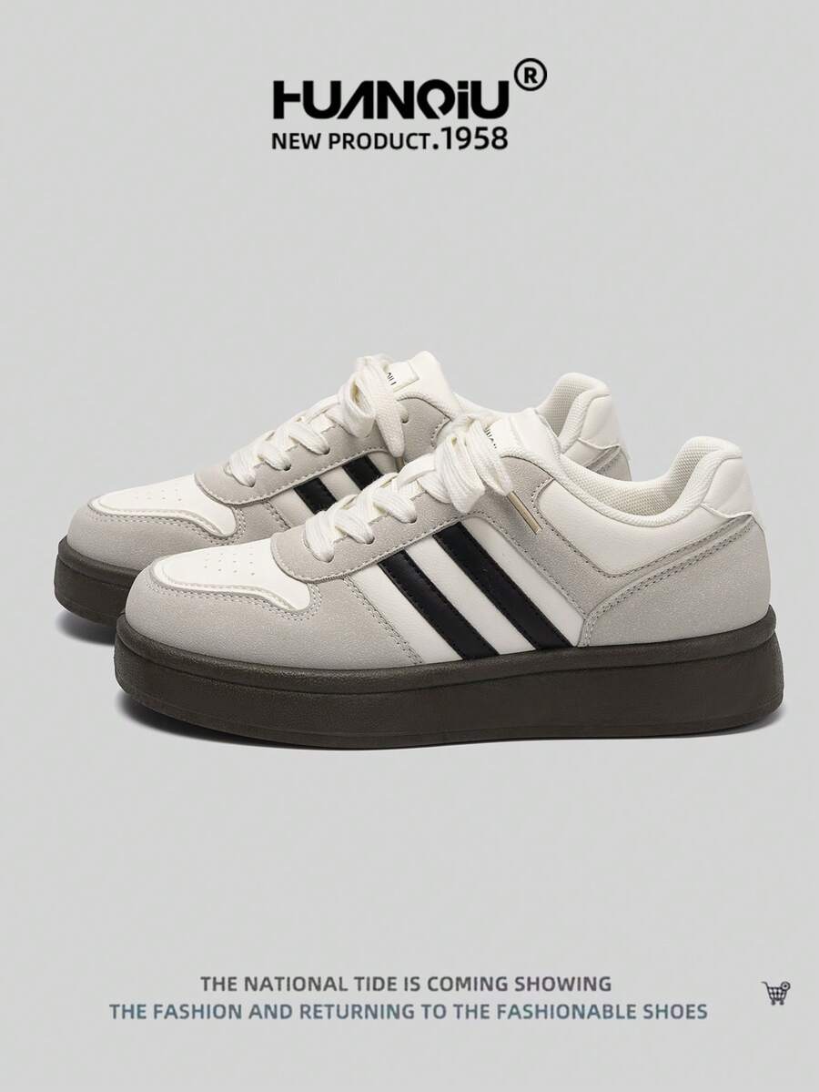 HUANQIU 2025 New Women's Shoes, Hiking Shoes, Ladies' Sports Shoes, Chunky Sneakers, Mesh Breathable White Shoes, Versatile, Light And Comfortable, Lace-Up Soft-Soled Casual Shoes, Running Shoes, White Four Seasons Shoes