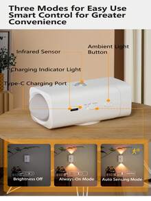 1 件 1 包/2 包可调节 LED 磁性夜灯，RGB 渐变红外传感器，可充电室内智能灯可调色温，壁挂式和桌面式安装，按钮控制，便携且可拆卸，适用于衣柜、玄关、走廊、阳台、书房 - 有线