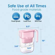 Waterdrop Elfin Refrigerator Water Filter Pitcher With 1*90-Day Filter Cartridge, Reduces Fluoride, Chlorine, And More, 2.5L, NSF Certified, Pink (Replacement Filter: WD-PF-01A Plus)