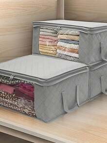 Foldable Storage Containers - Clothes Storage Bags With Lids And Handle For Organizing Bedroom Closet Clothing Comforter Organization And Storage, Ideal For Home, Bedroom, Dorm, Spa Wardrobes Under-Bed Storage