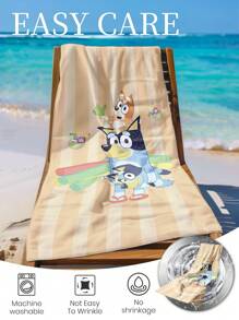 Bluey Toalha de praia azulada, 1 peça, toalha de banho com estampa de leite de coco e azul, toalha de banho, toalha de praia estilo fashion, toalha de banho superabsorvente para banheiro, natação, fitness, ioga, toalha de microfibra macia e confortável, leve e portátil, proteção contra vento e sol, à prova de areia para viagens de verão, decoração de banheiro para férias, tamanhos regulares e maiores recomendados (toalha pequena de 35 x 75 cm, 150 cm ou mais recomendada)