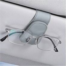 Sunglasses Holders For Car Sun Visor, Leather Eyeglasses Hanger Mounter, Magnetic Glasses Holder And Ticket Card Clip, Auto Interior Accessories Universal For SUV Pickup Truck - 淺灰色 - 查看 1