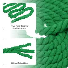 Tug Of War Rope For Adults Teen, 3-Strand Natural Twisted Cotton Rope With Flag For Yard Game Team Building Activities - Green - View 3