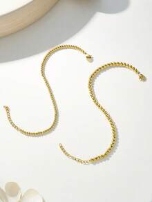 1 件奢华简约钢珠镀金链式手链，男女通用，适合正式场合和日常佩戴