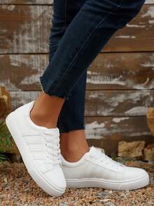 Women's New Outdoor Casual Hiking Versatile Striped Lace-Up Round Toe Black Casual Sports Shoes