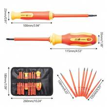 Insulated Screwdriver Set, 10 Pieces, Magnetic Tips, Ergonomic Rubber Handle With Storage Case - Black - View 3