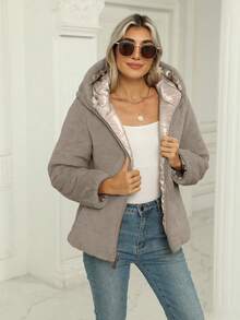 Áo khoác thường ngày có mũ trùm đầu dành cho nữ, mặc đi làm và mặc hàng ngày, thoải mái, phù hợp cho cả mùa thu và mùa đông - Vàng - Xem 5