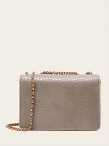 Bolso de hombro de patente con cadena para mujer, nuevo diseño de moda con estampado de cocodrilo
