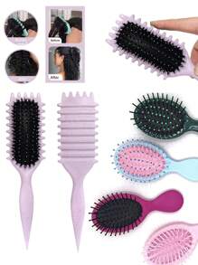 bunter, antistatischer großer gekrümmter Kamm mit rutschfestem Griff - sanfte Kopfhautmassage, Entwirren für alle Haartypen, ABS-Plastik-Zahndesign. Professioneller gekrümmter Entwirrkamm für schnelles Trocknen und Stylen