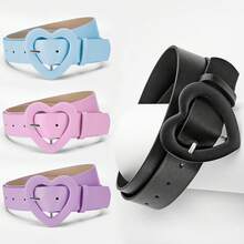 1 Piece Extended Heart Buckle Belt For Women, Decorative Dress Belt, Summer New Fashionable Heart Ins Style Belt, Suitable For Daily Commuting, Going Out With Friends, Vacation, Evening Party, Christmas Party, Great Gift For Valentine's Day Or Mother's Day For Yourself, Friends, Family, Girlfriend, Mother (Gift Packaging) Autumn, Fall, Halloween - 粉色 - 查看 2