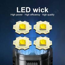 Lanterna Branca de LED Multi com Alta Luminosidade, Lanterna LED de Alto Desempenho, Holofote Recarregável Zoom Multifuncional com Exibição Digital, com Luz Lateral de Alta Intensidade para Trabalho, Adequada para Patrulha, Passeio com Cachorro, Escalada de Montanha, Acessórios para Camping