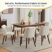 Huisuilinss Dining Chairs Set Of 2,Linen Upholstered Kitchen Chair With Thick Cushions,Wood Dinner Chair With Wood Legs,Wing Backrest,Accent Chair For Dining Room Living Room Kitchen - Màu be - Xem 7