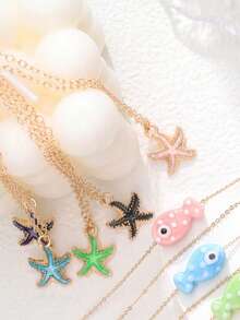 1pc Fashion Bohemian Sea Star Pendant Necklace, Suitable For Everyday Wear - Starfish - View 3