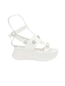 Women's Thick-Soled Open Toe White Sandals, Summer - White - View 2
