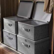 1 Large Capacity Foldable Storage Box With Lid, Household Wardrobe Folding Storage Box, Clothing And Bedding Storage Box, Storage Basket, Clothing, Bedding Toy Storage Box