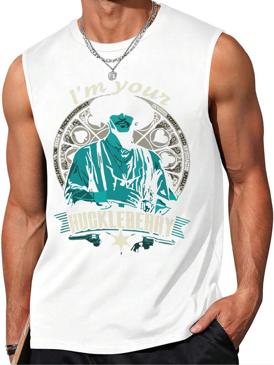 Top de tirantes de hombre elegante con estampado personalizado de Huckleberry Finn, perfecto para uso casual de verano, ideal para fans de la literatura clásica y una gran opción de regalo - Blanco - Ver 1