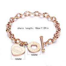1pc Women's Stainless Steel Heart Engraved Titanium Chain Bracelet With Toggle Clasp For Daily Wear & Date Night Gifts