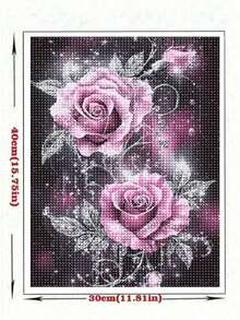 Glittering Roses Diy Full Round Diamond Painting Embroidery Kit Gift,Still Life Home Wall Decoration,Frameless - Multicolor - View 4