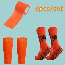 Set de 3 piezas: Calcetines de fútbol deportivos 38-45 (Hombres), Calcetines deportivos con gel antideslizante para balón, Calcetines de baloncesto y Vendas de compresión para piernas de deporte Set para adolescentes - Multicolor - Ver 7