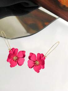 Charming Sweet Layered Flower Petal Design Long Earrings, Versatile For Women Daily Wear & Festivals
