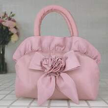 1 件女士手提包，新款纯色中号拉链夏季钱包购物手提包 - 花卉图案，涤纶材质，可手洗或专业干洗，节日主题，涤纶衬里，无边漆